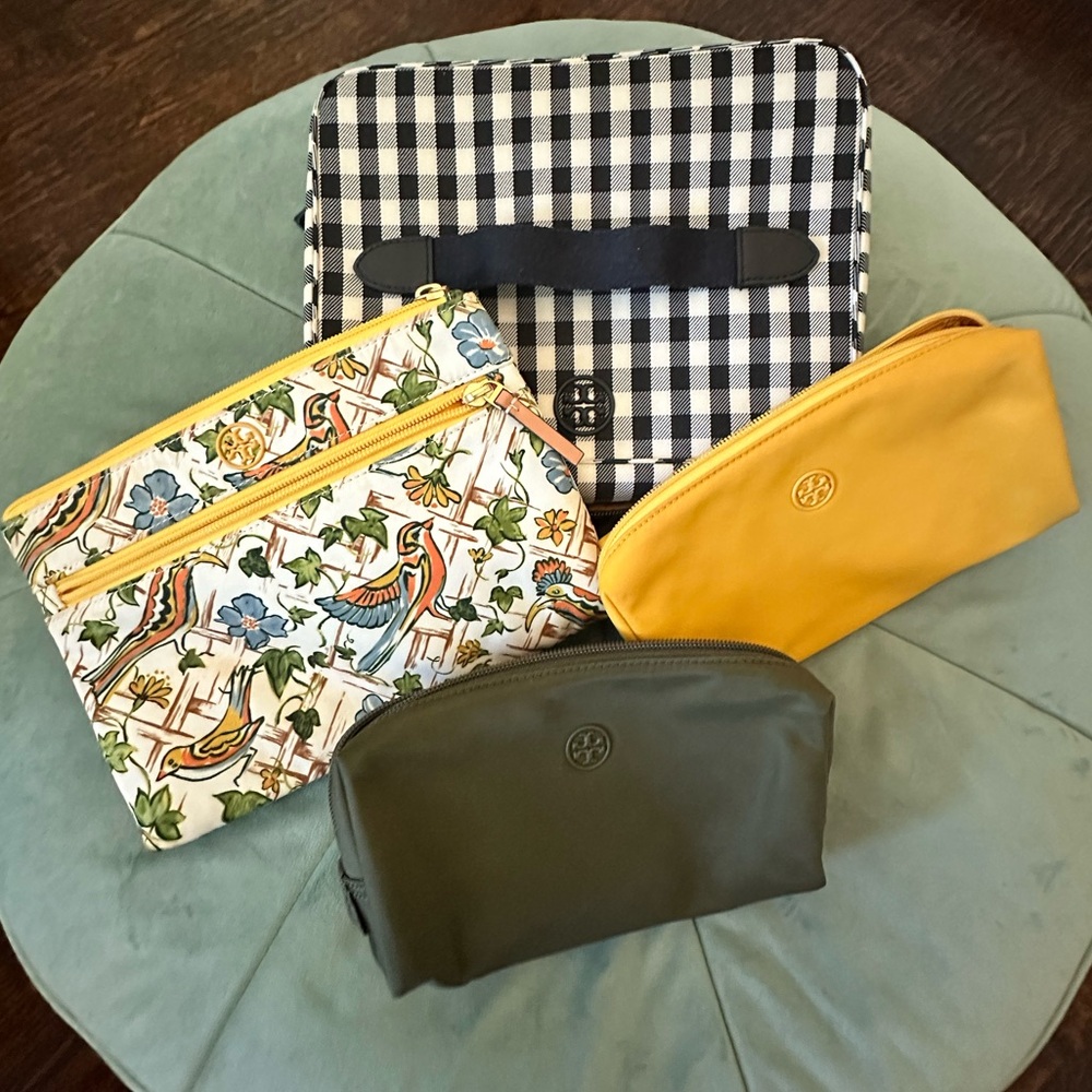 Tory Burch Gingham and Floral Cosmetic Bag Collection, Price Drop Make an Offer!